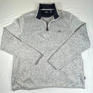 Chaps 1/4 Zip Men's Gray Pullover Sweater French Ribbed Sweatshirt Size XL